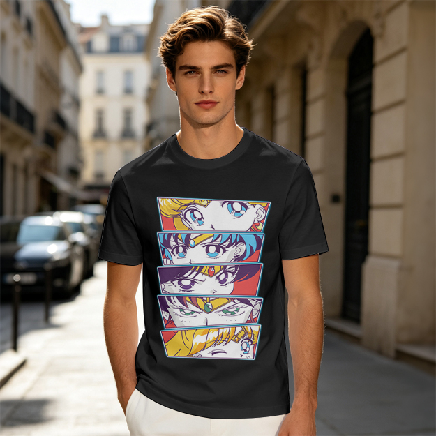 Olive Anime Sailor Moon Character Eyes Graphic T-Shirt