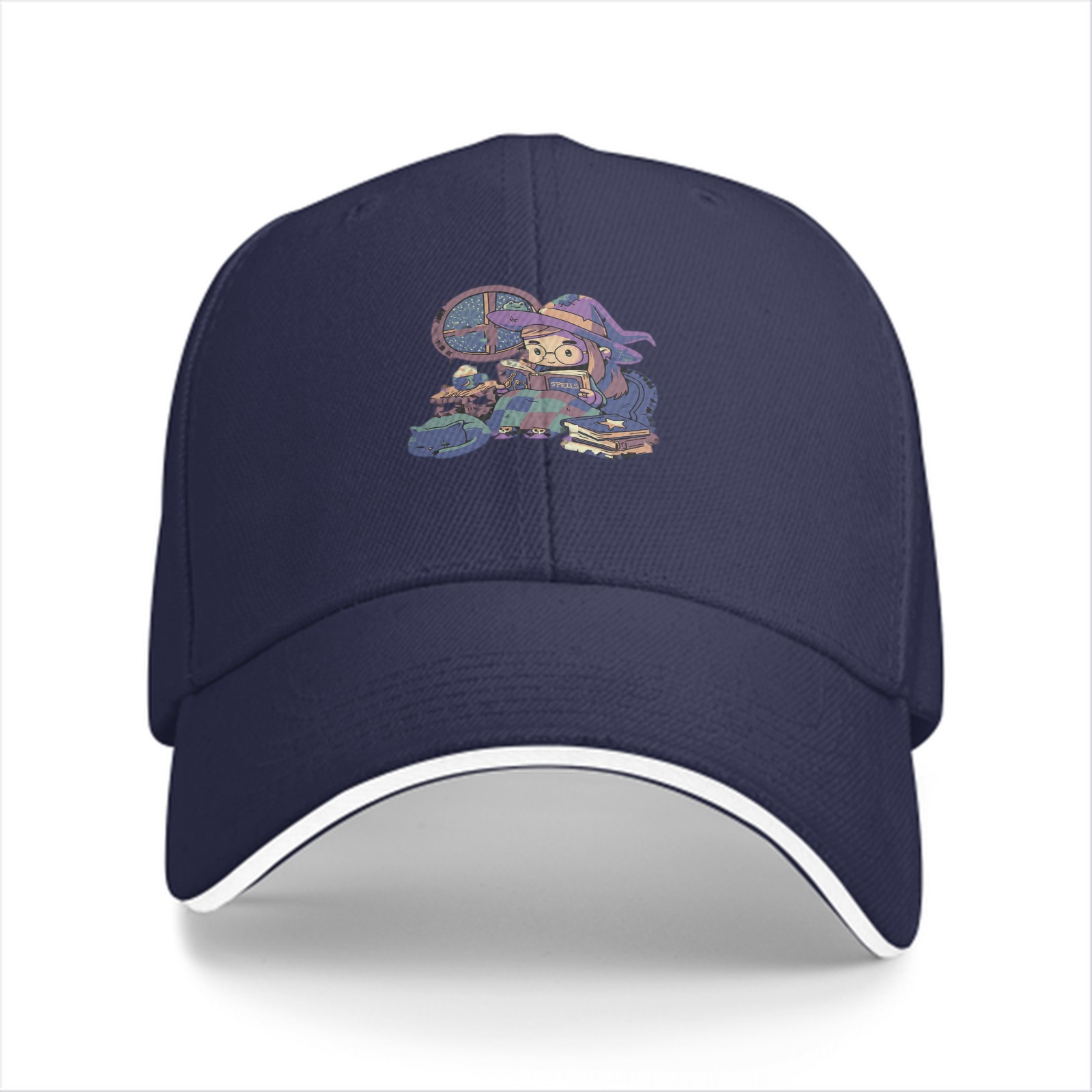 Black Baseball Cap With Cute Witch Reading Art Print