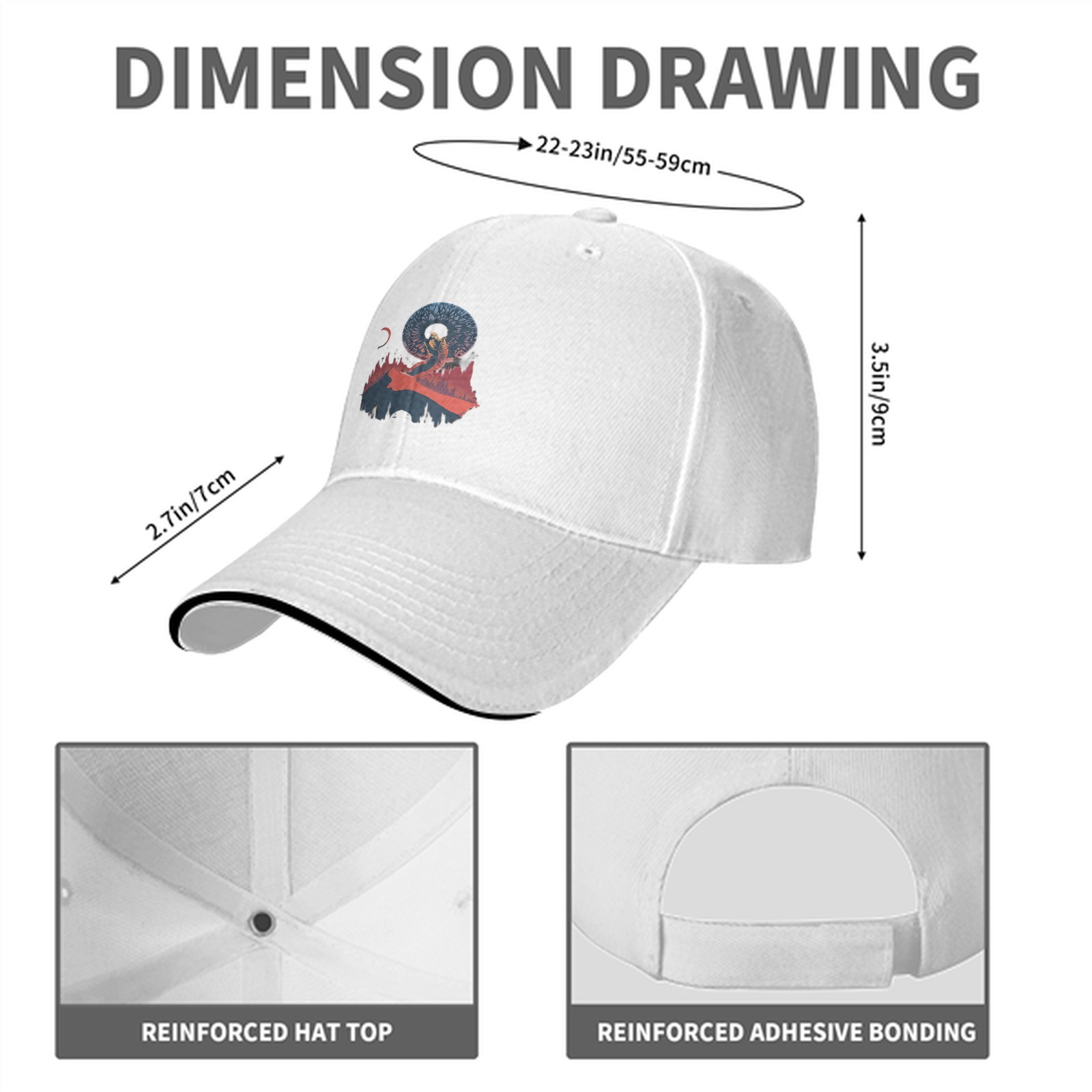 Black Baseball Cap With Surreal Celestial Mountain Art Print