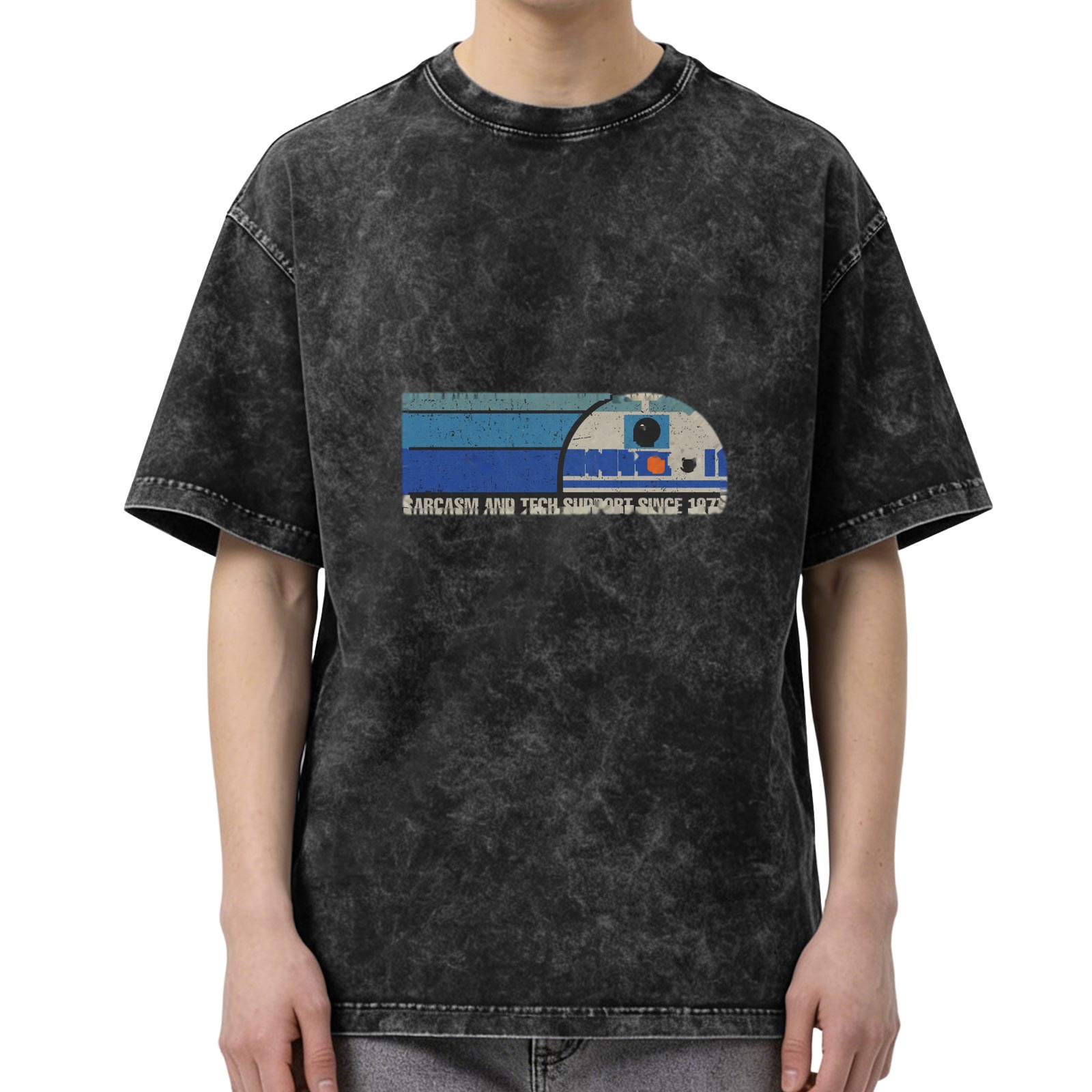 Vintage Wash Sarcasm & Tech Support Since 1977 R2-D2 Graphic T-Shirt