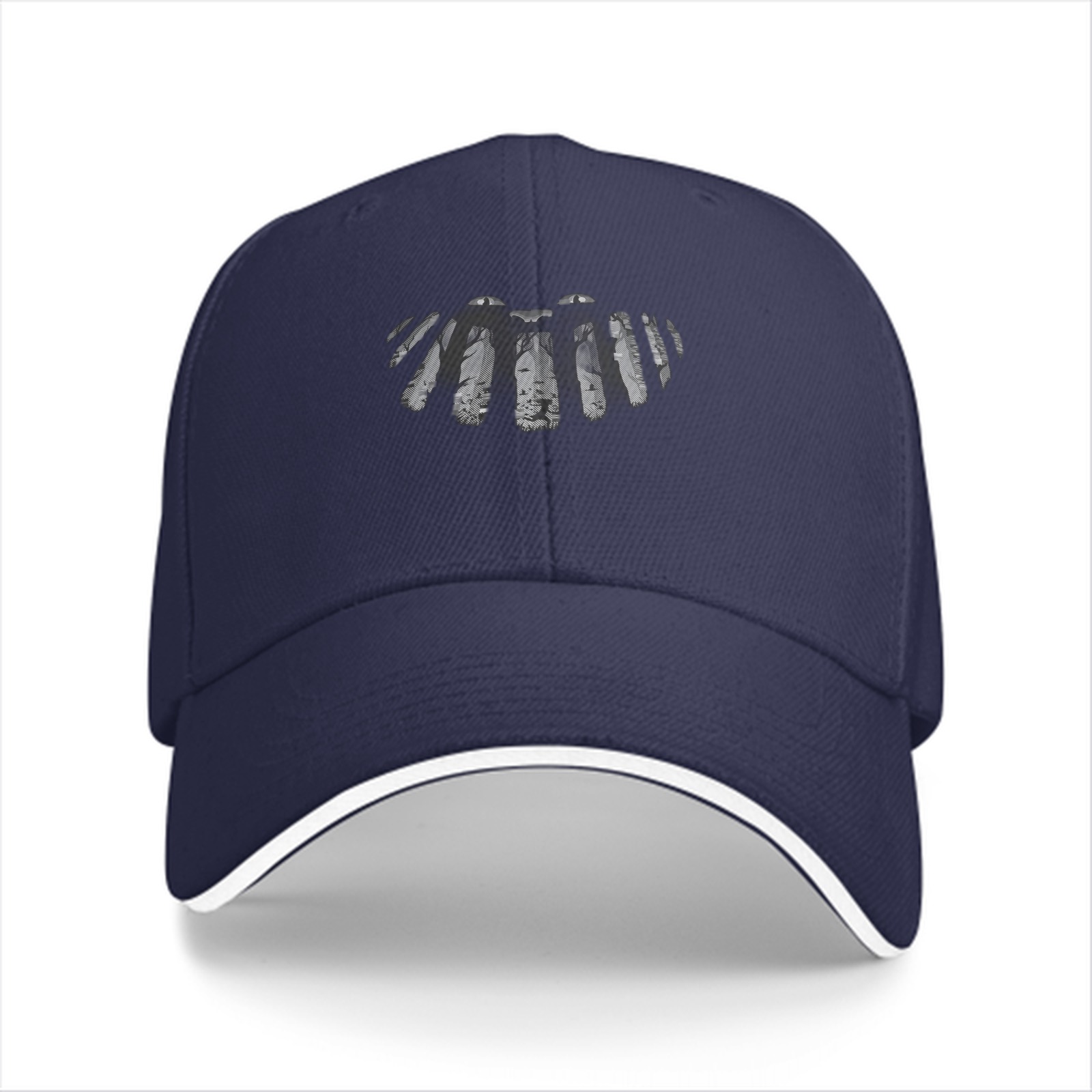 Black Baseball Cap With Distressed Skeleton Hand Print Design