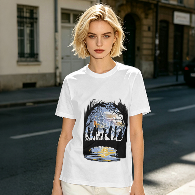 Olive T-Shirt With Fantasy Adventure Silhouette Art Print