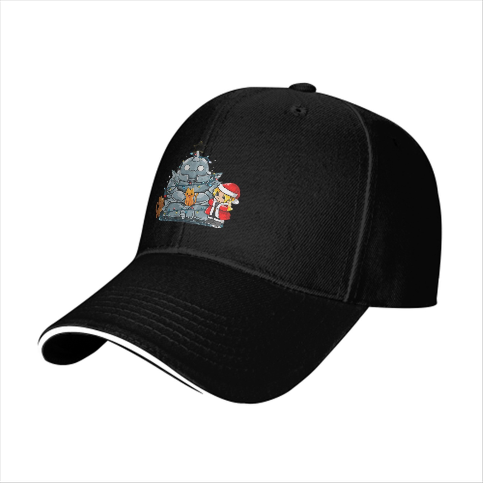 Black Baseball Cap With Fullmetal Alchemist Christmas Print