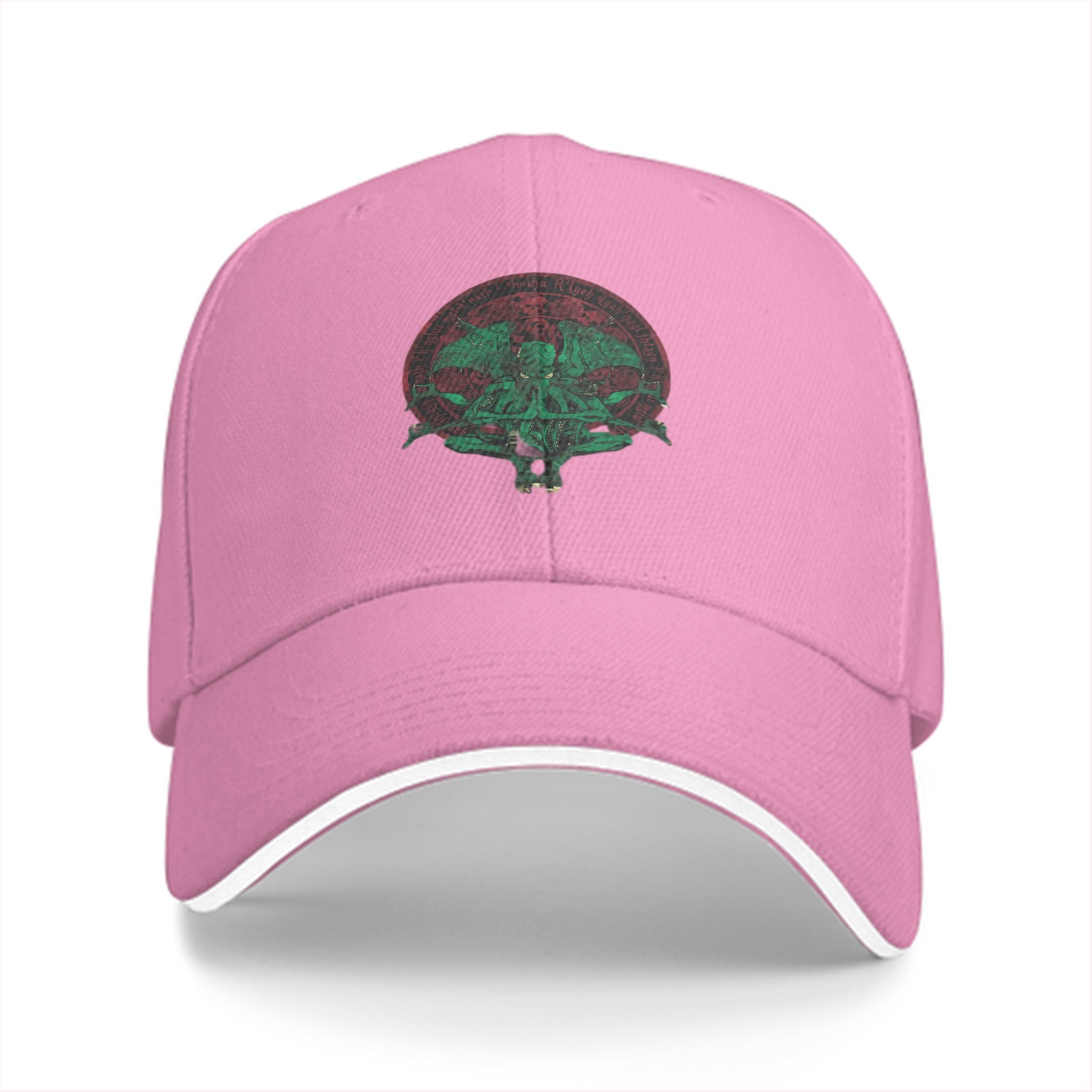 Black baseball cap with Cthulhu occult circle graphic