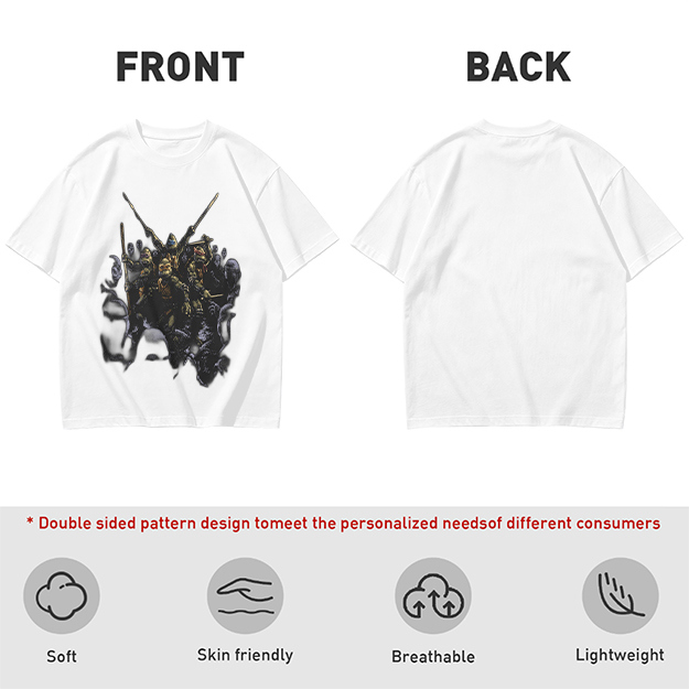 Olive T-Shirt with Fantasy Warrior Group Graphic Print
