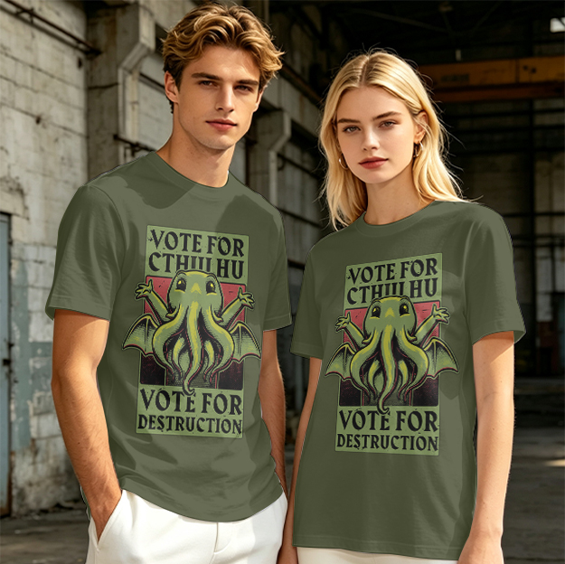 Vote For Cthulhu Funny Graphic T-Shirt Design