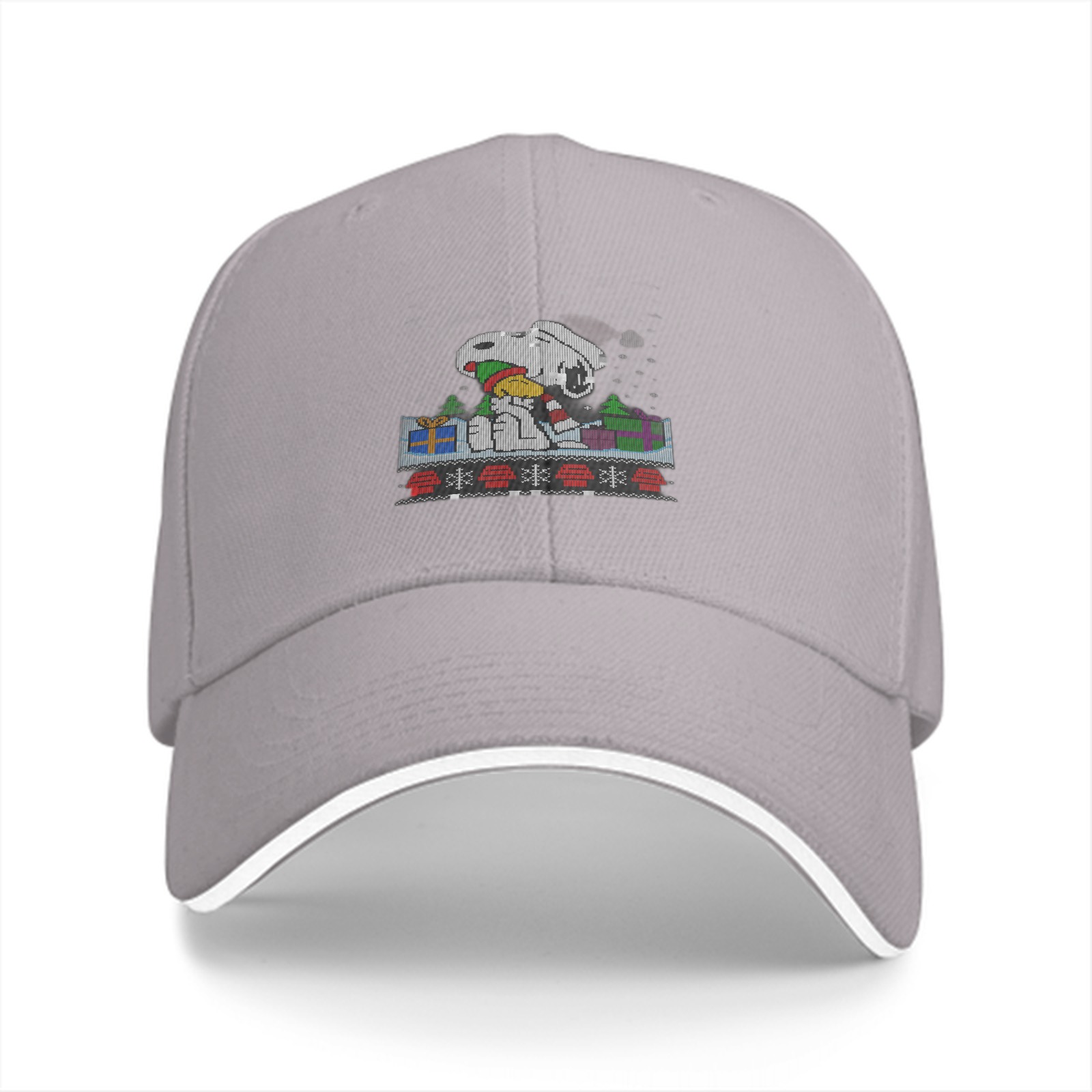 Black Baseball Cap with Snoopy Christmas Holiday Graphic