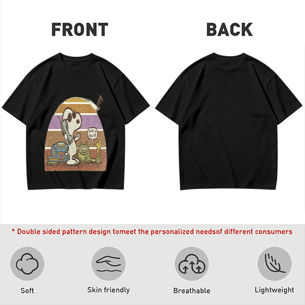 Olive T-Shirt with Snoopy Retro Phone Call Graphic