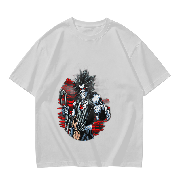 Olive T-shirt with Lobo Comic Character Graphic Print