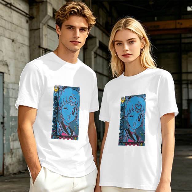 Olive anime graphic t-shirt with magical girl character print