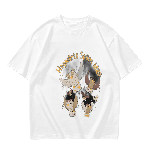 Olive t-shirt with Hogwarts Spam Mail owl graphic print