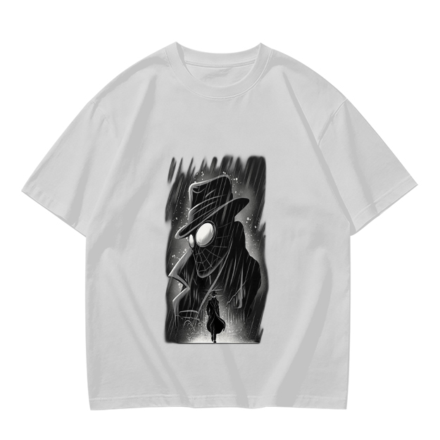 Olive T-Shirt with Noir Spider-Man in Rain Art Print