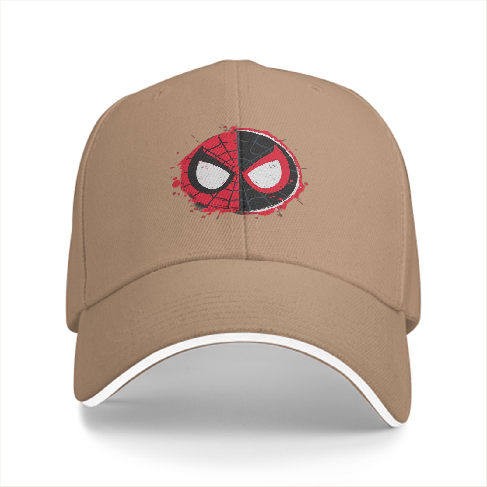 Black Baseball Cap With Split Spider-Man Mask Graphic