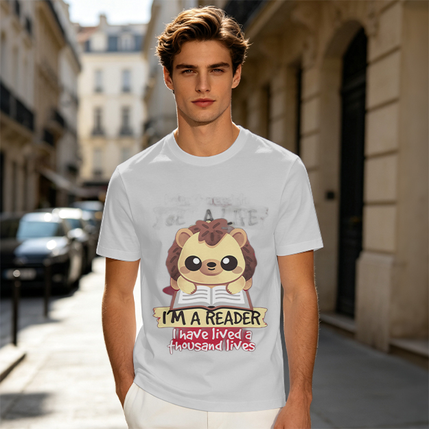 Hedgehog Reading Book I'm A Reader Thousand Lives T-Shirt