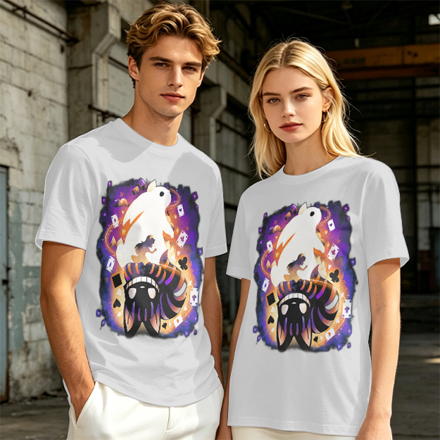 Olive T-Shirt With Magical Rabbit And Playing Card Print