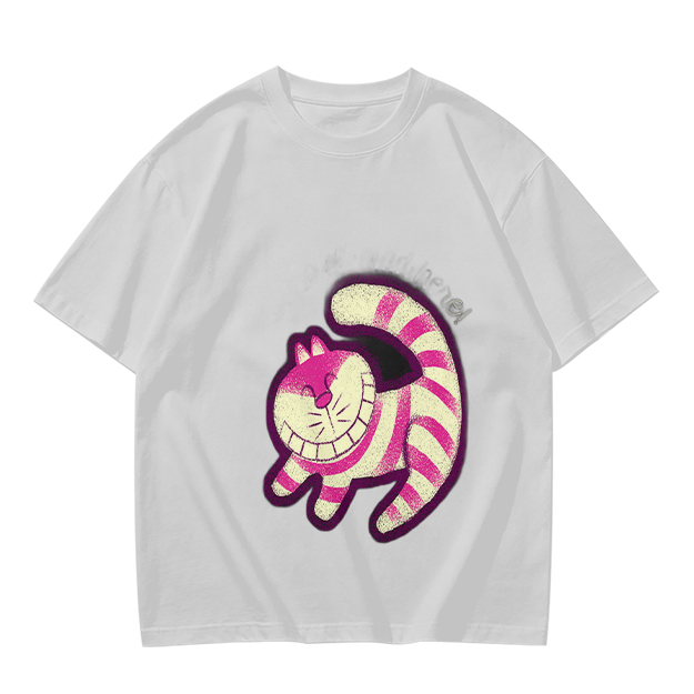 Olive T-Shirt with Cheshire Cat Graphic Print