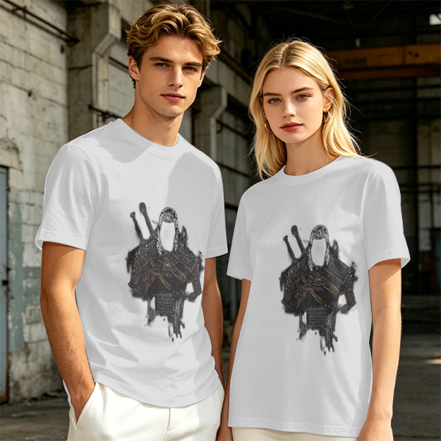 Olive Green T-Shirt With Witcher Warrior Character Print