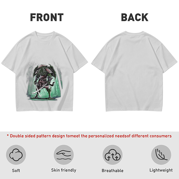 Olive T-Shirt With Samurai Cthulhu Warrior Graphic Print
