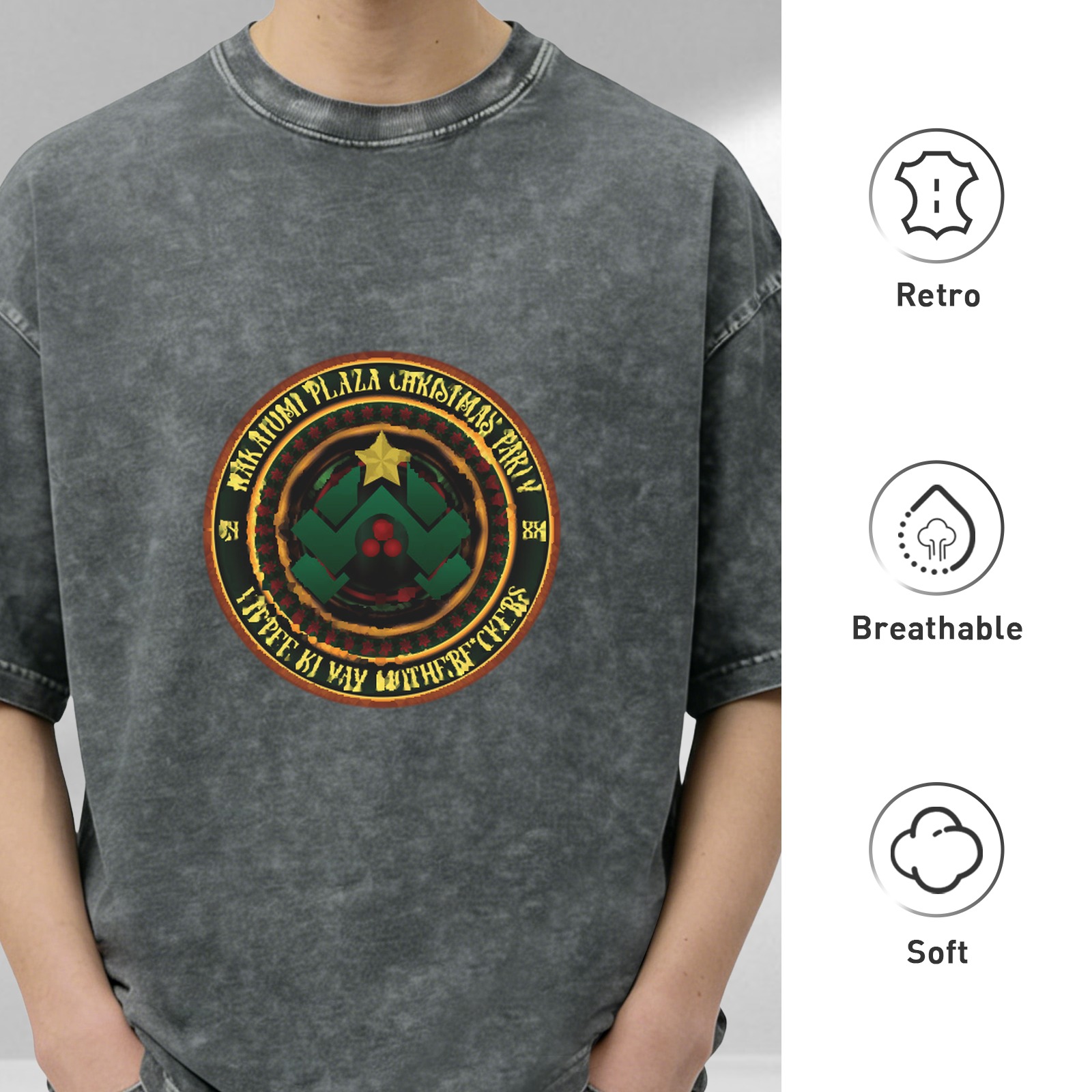 Wakutumi Plaza Christmas Party Graphic Vintage Wash T-Shirt