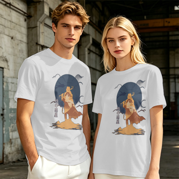 Olive T-shirt with Desert Wanderer Silhouette and Moon Graphic
