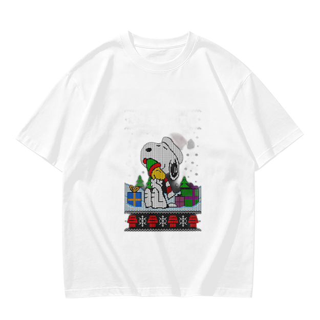 Olive Christmas Snoopy and Woodstock Graphic T-Shirt