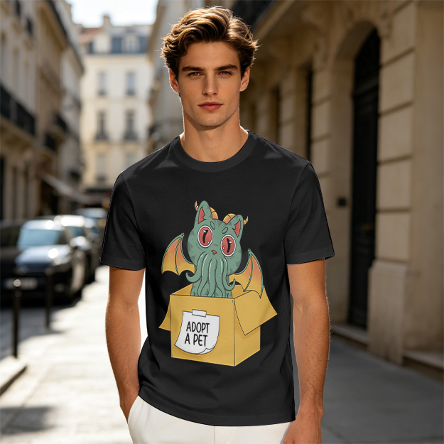 Adopt a Pet Cthulhu Cat Monster Graphic T-Shirt