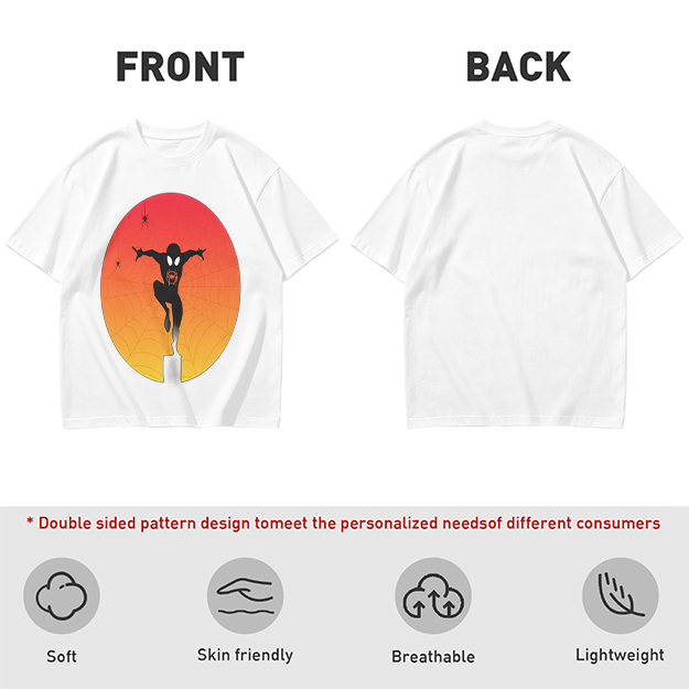 Olive T-Shirt with Spider-Man Silhouette Sunset Graphic