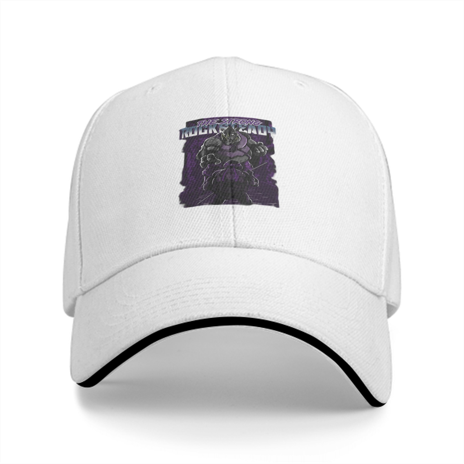 Black baseball cap with Rocksteady graphic print