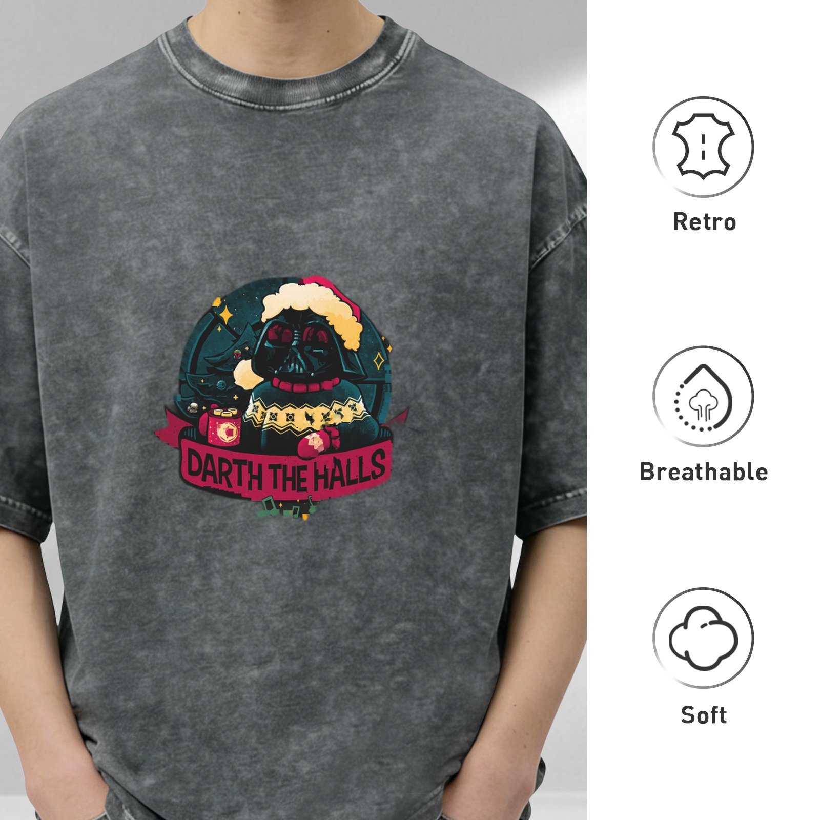 Darth The Halls Christmas Graphic Washed T-Shirt