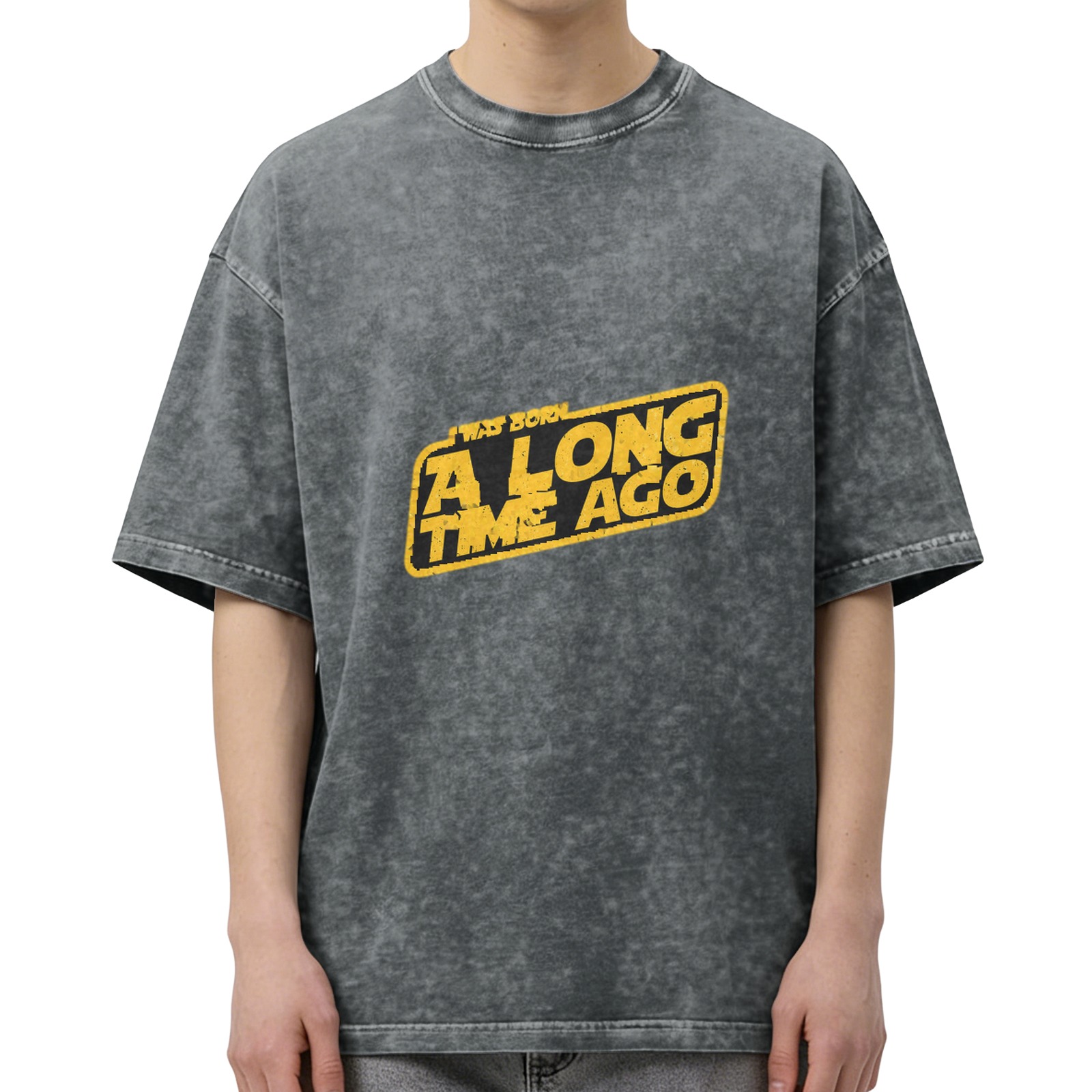 Star Wars Inspired 'I Was Born A Long Time Ago' Acid Wash Oversized T-Shirt