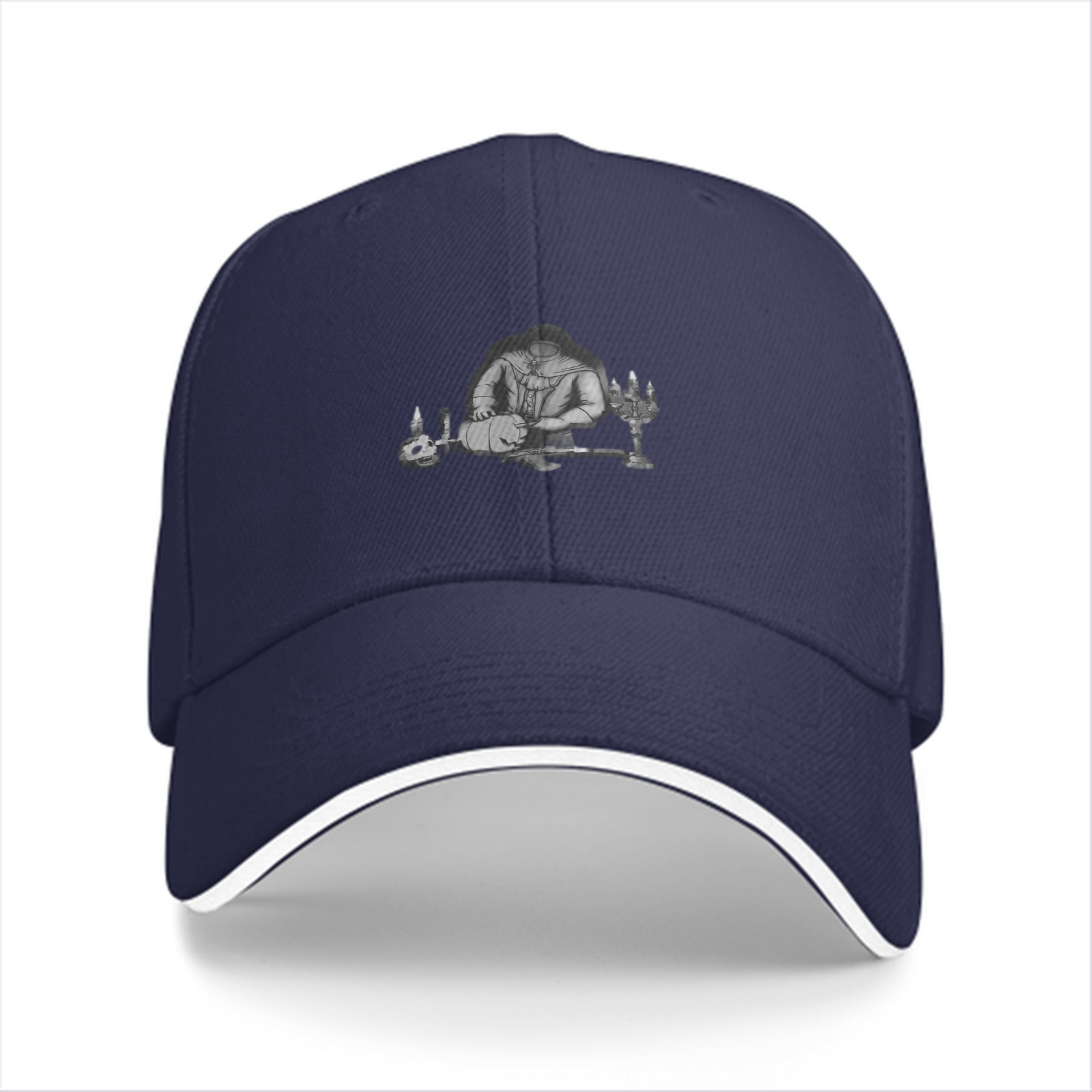 Black baseball cap with Halloween themed graphic print