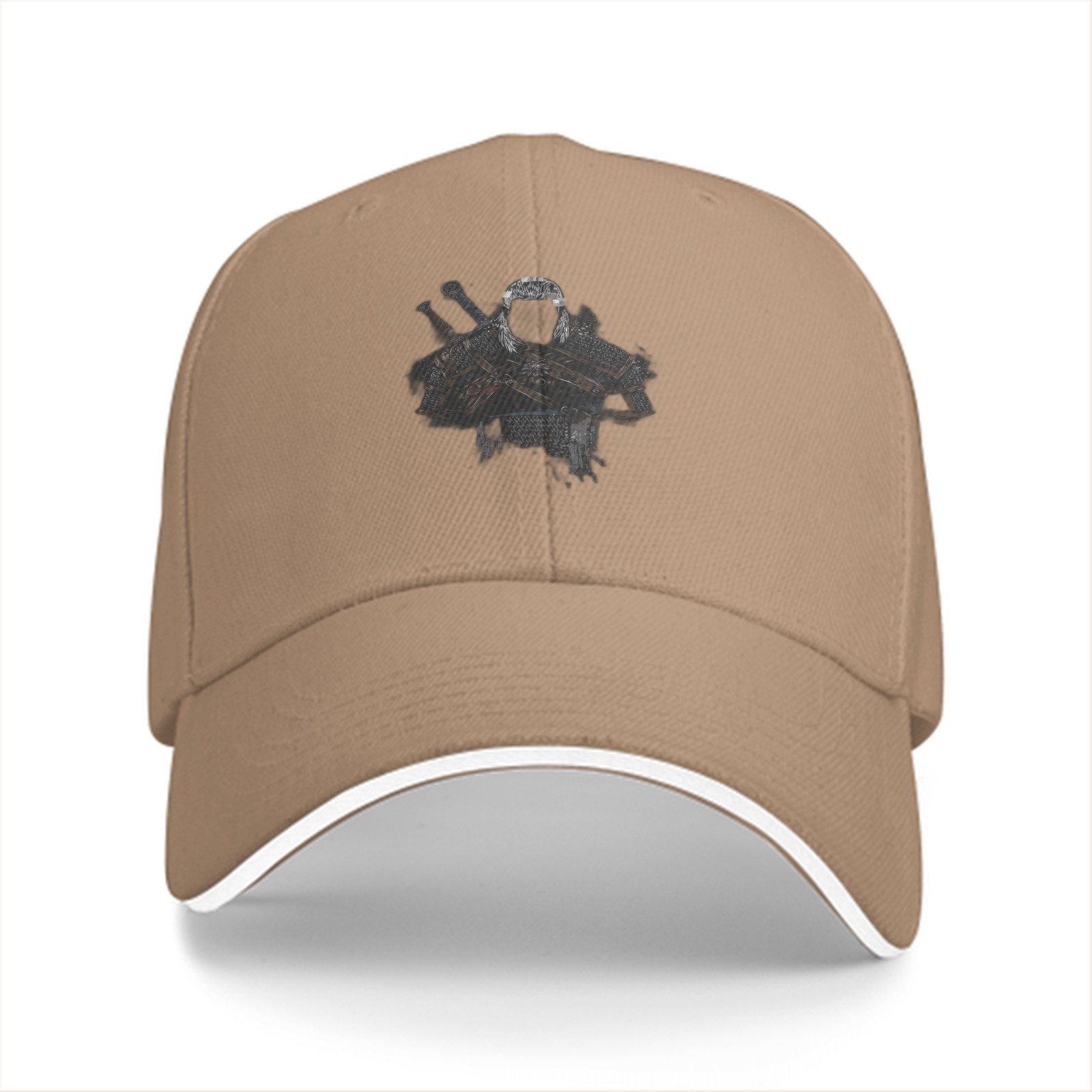 Black baseball cap with fantasy warrior graphic print