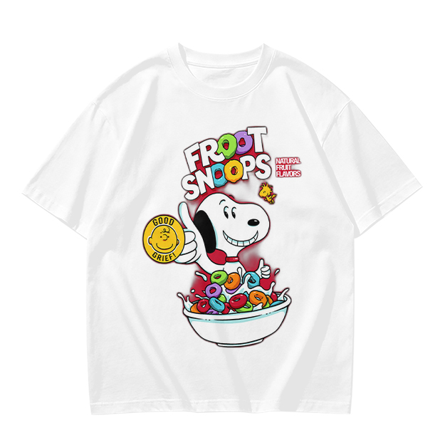 Olive T-Shirt with Snoopy Froot Snoops Cereal Bowl Graphic