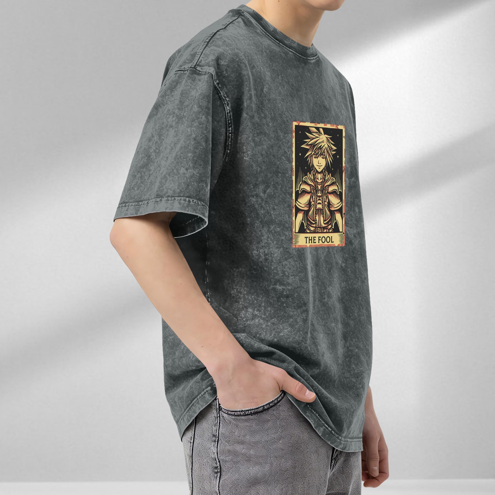 Kingdom Hearts Sora The Fool Tarot Card Acid Wash T-Shirt
