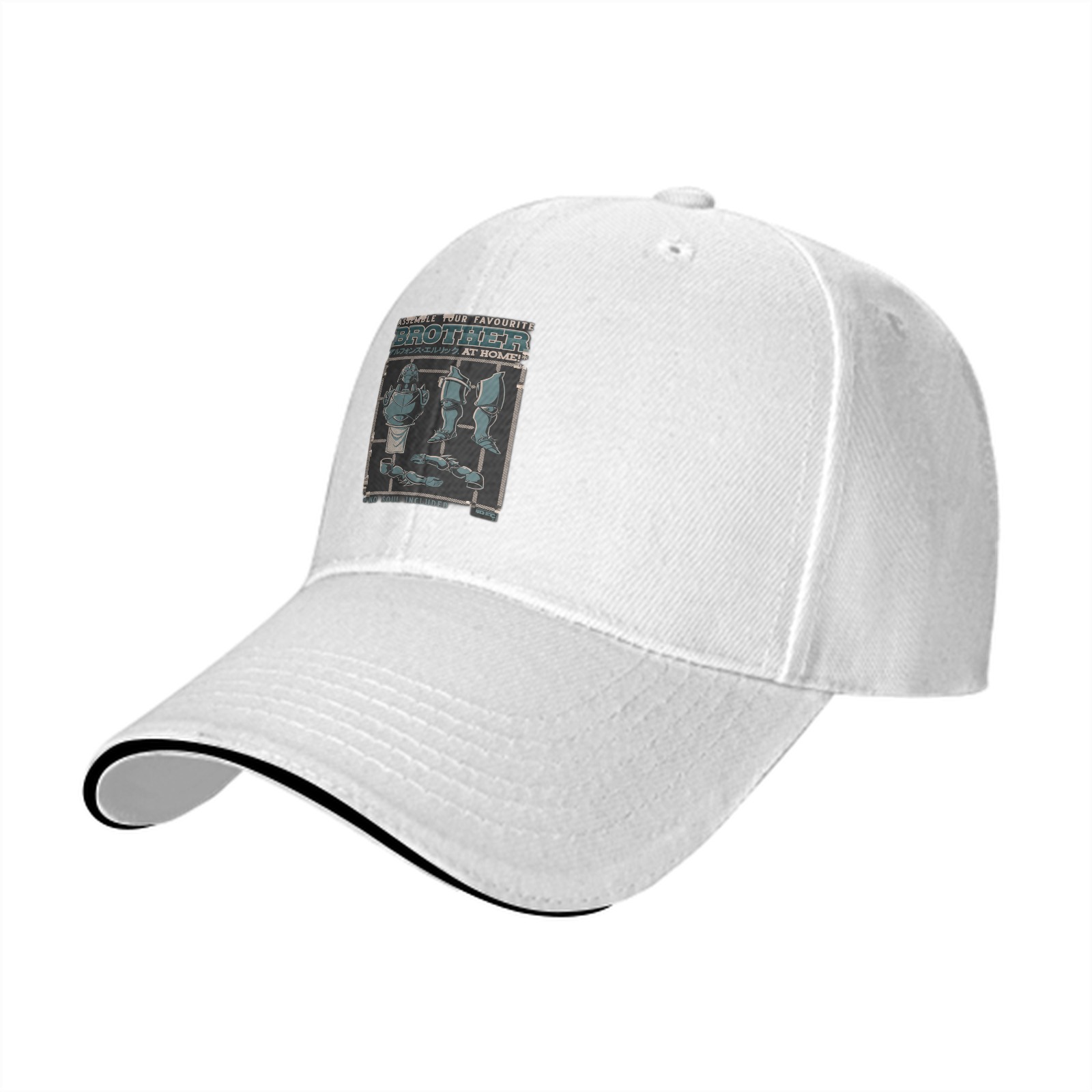 Black Baseball Cap With Funny Brother Assembly Graphic Print