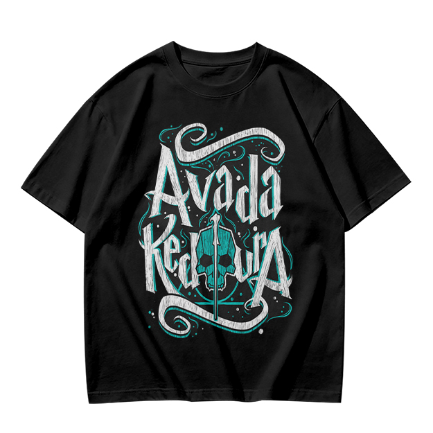 Olive T-Shirt With Avada Kedavra Dark Magic Skull Graphic