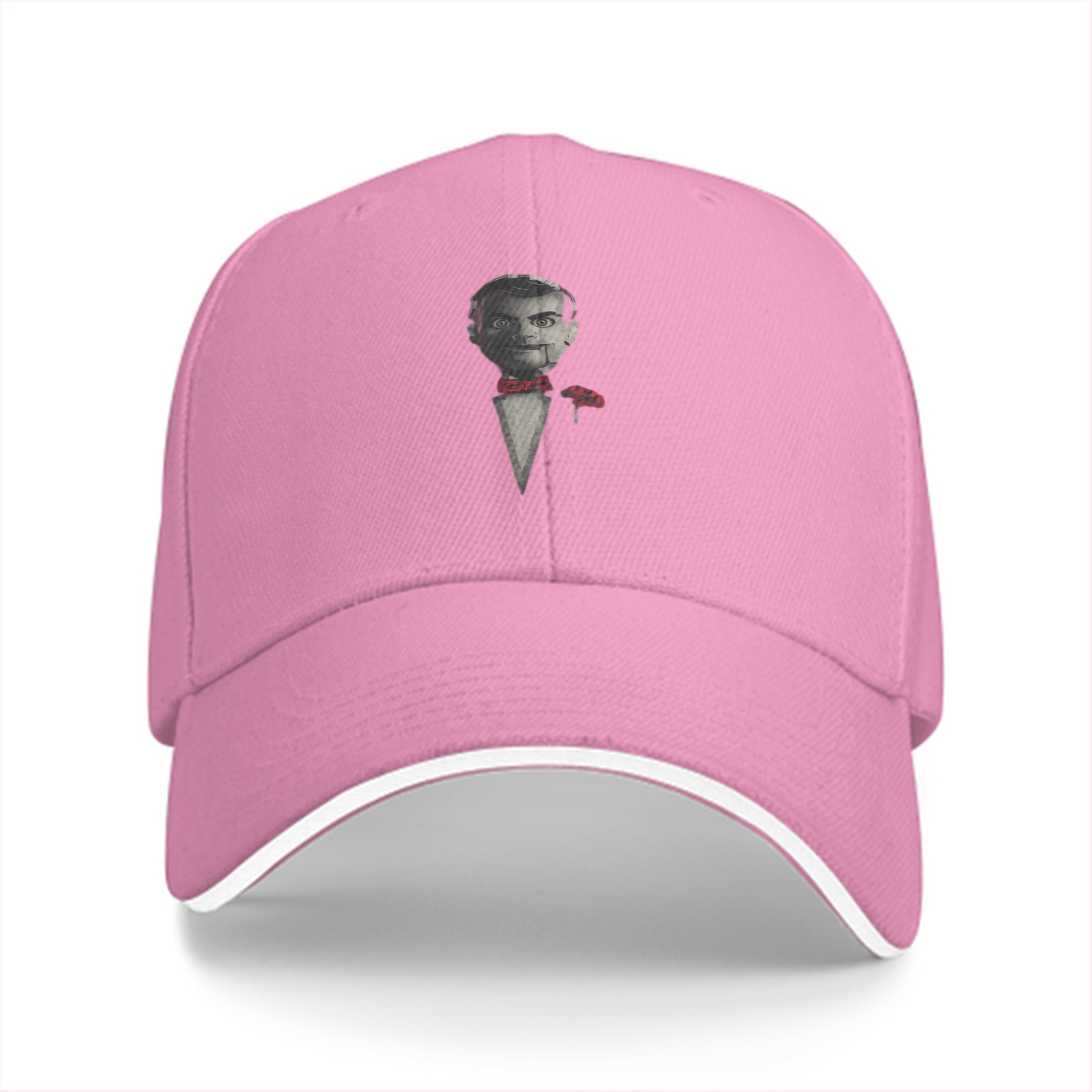 Black Baseball Cap With Ventriloquist Dummy In Tuxedo Print