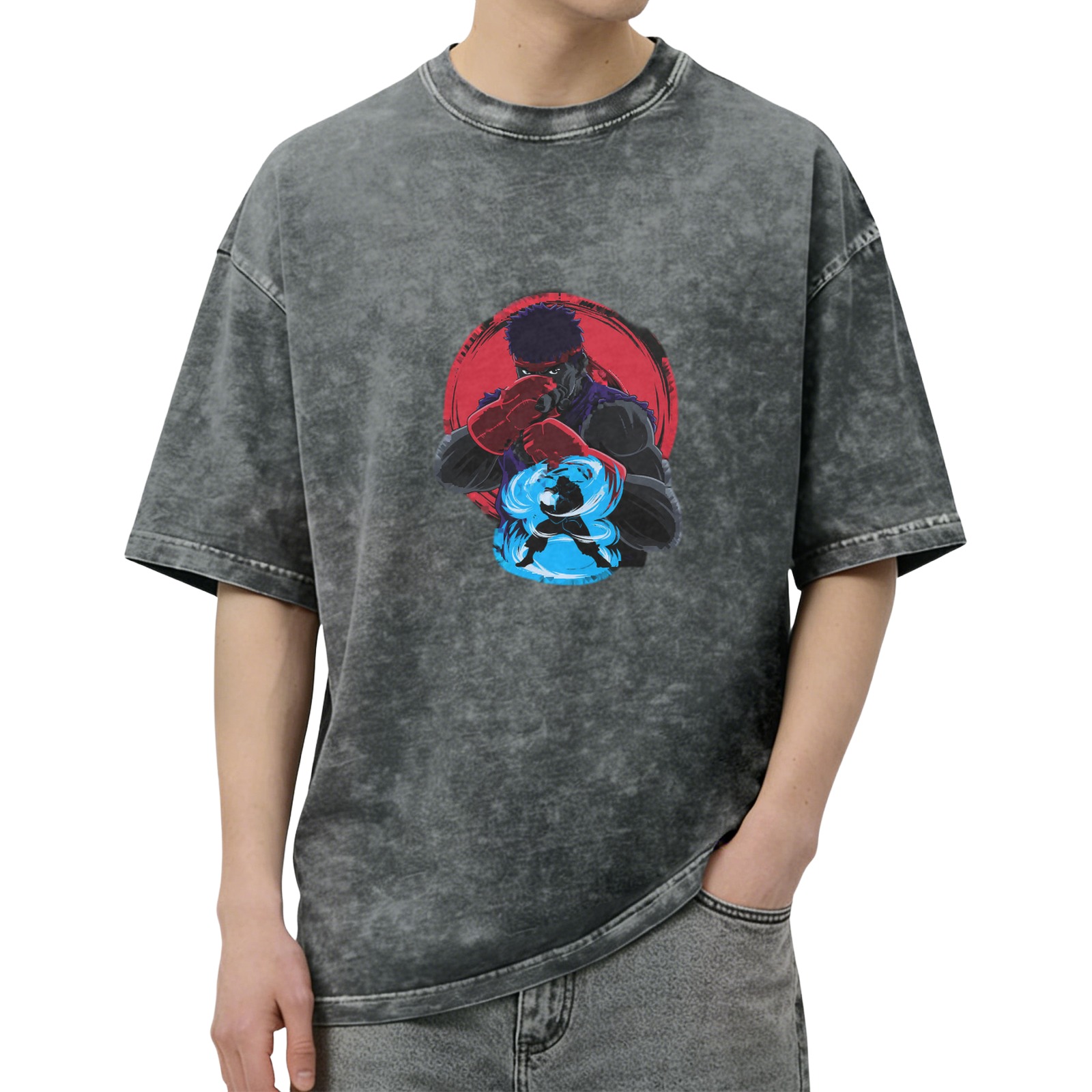 Street Fighter Ryu Graphic Stonewashed Black T-Shirt
