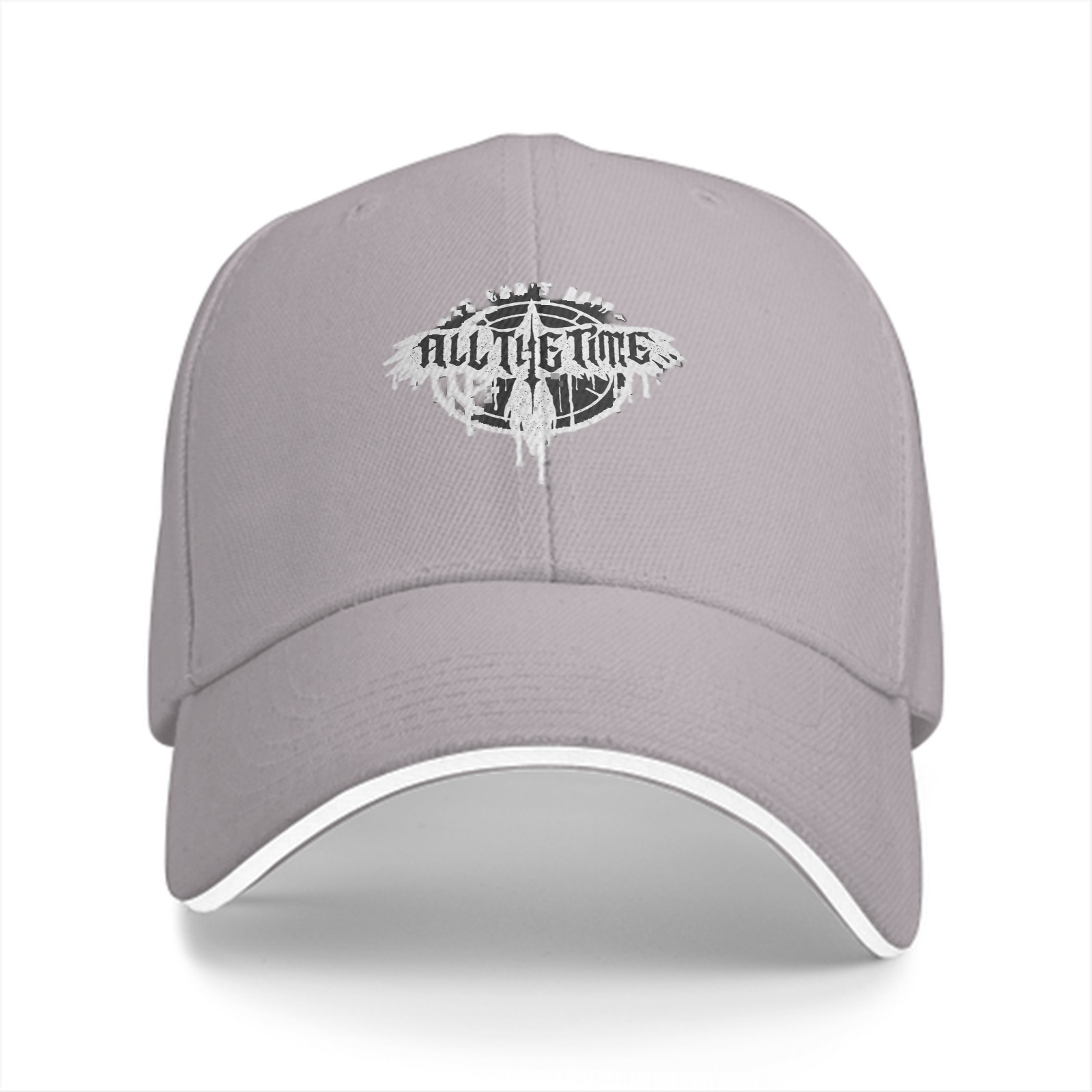 Black baseball cap with 'All The Time' graphic print