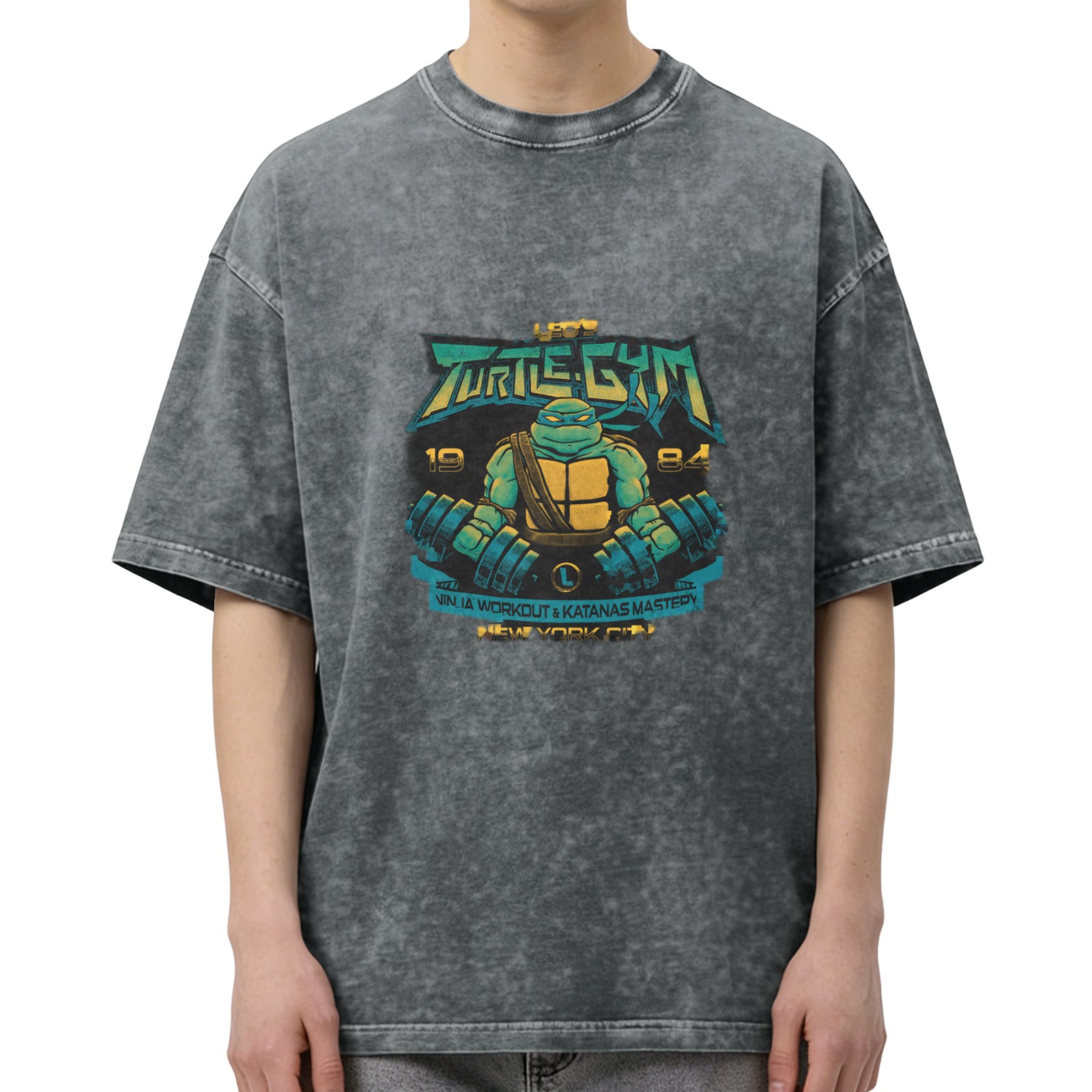 Teenage Mutant Ninja Turtles Turtle Gym Acid Wash T-Shirt 1984 New York