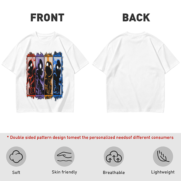Olive T-Shirt With Four Superhero Silhouette Panels