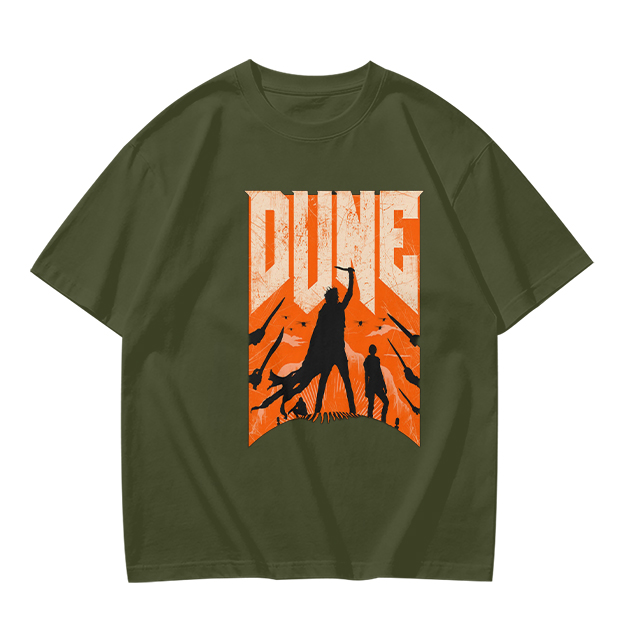 Dune Themed Silhouette Graphic Print Olive T-Shirt