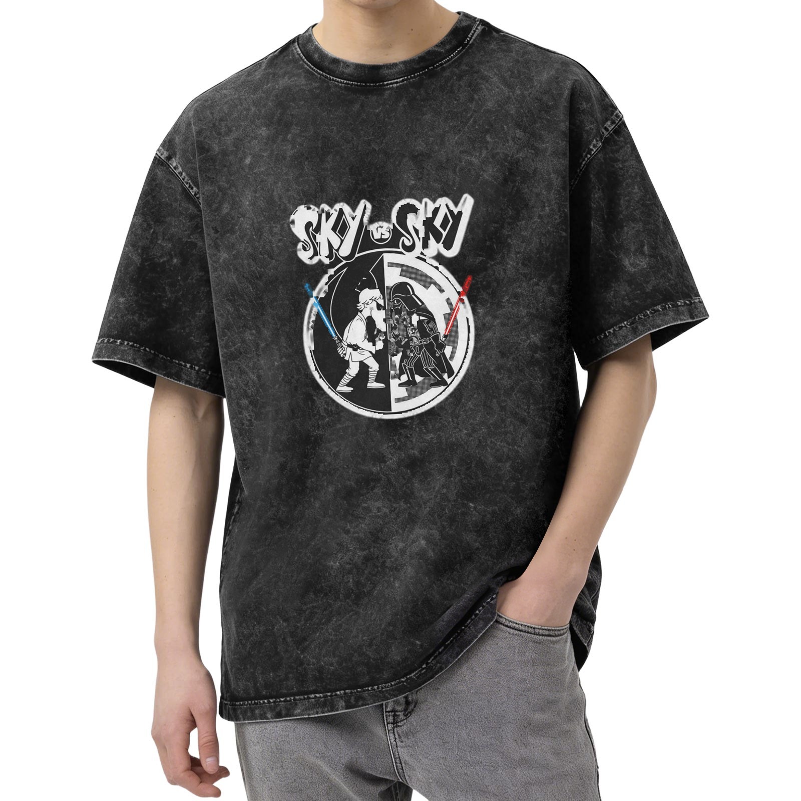 Star Wars Skywalker vs Skywalker Acid Wash T-Shirt