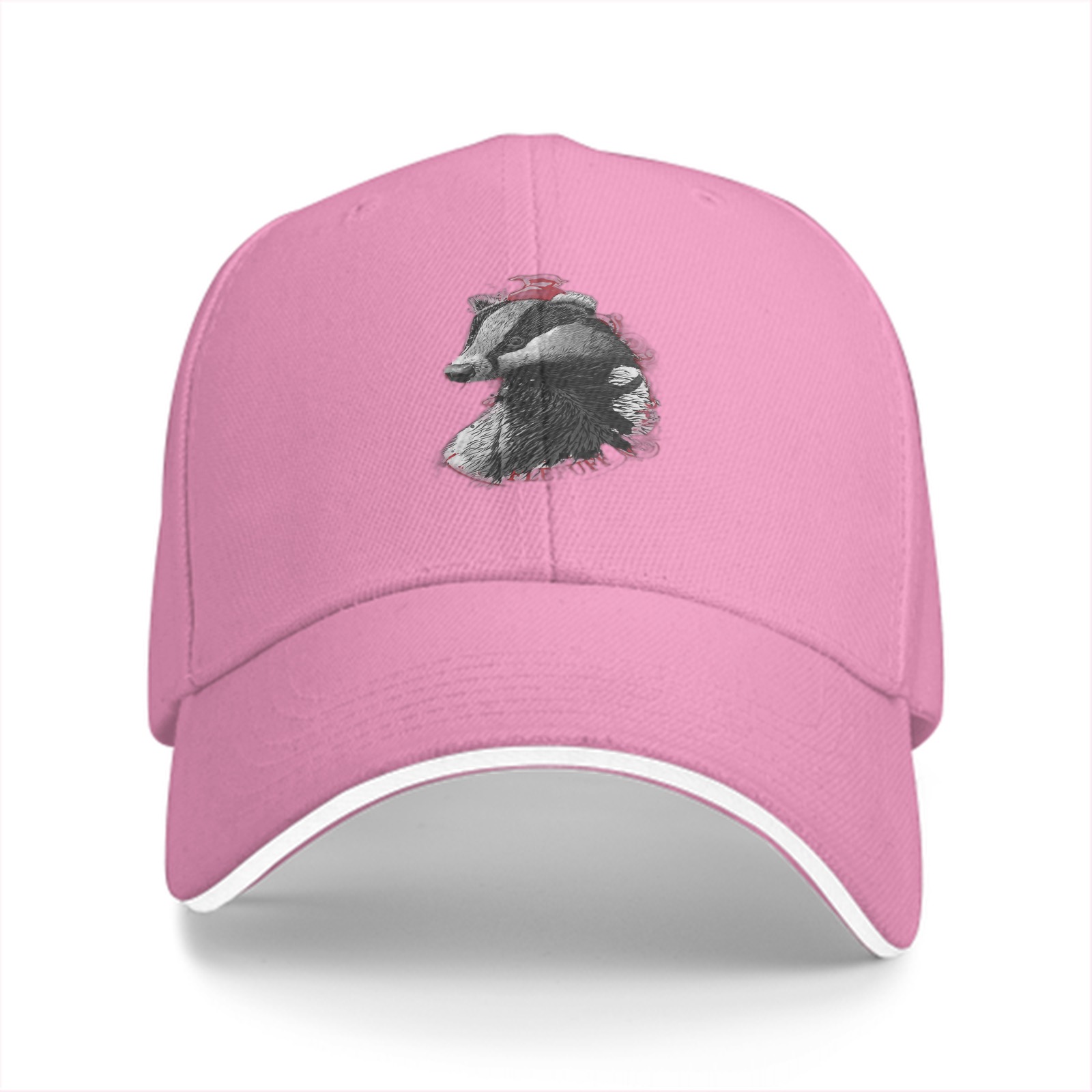 Black Baseball Cap With Detailed Badger Head Graphic Design