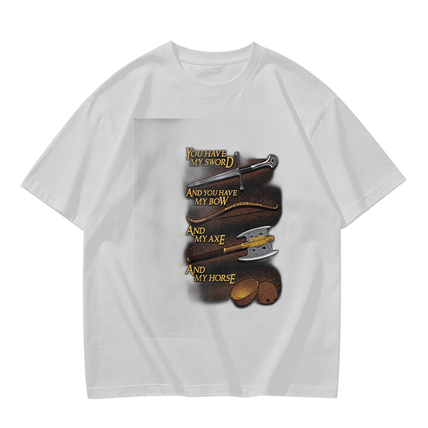 Olive T-Shirt with Fantasy Weapon Quote Print