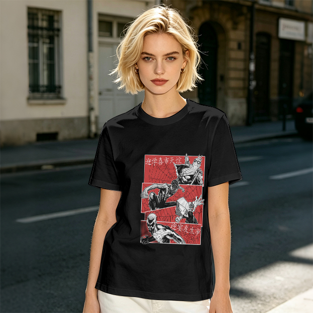 Olive T-shirt with Spider-Verse Style Comic Panels Print