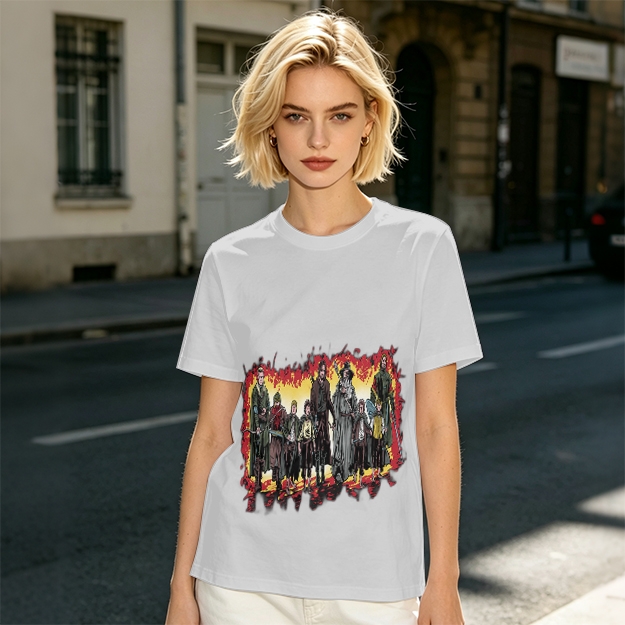 Olive Green T-Shirt With Fantasy Fellowship Group Graphic Print