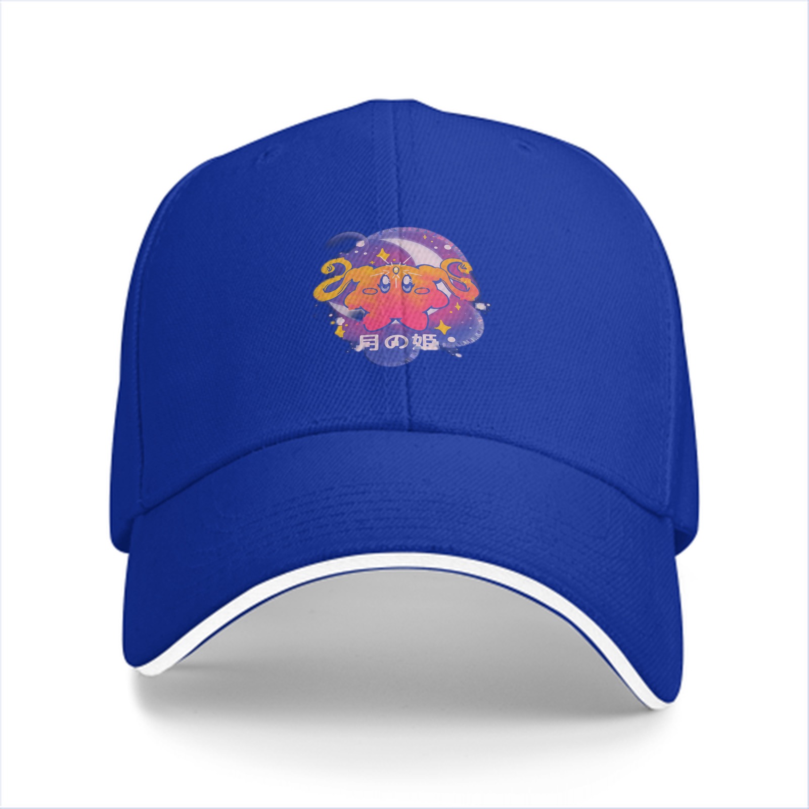 Black baseball cap with cosmic anime character graphic