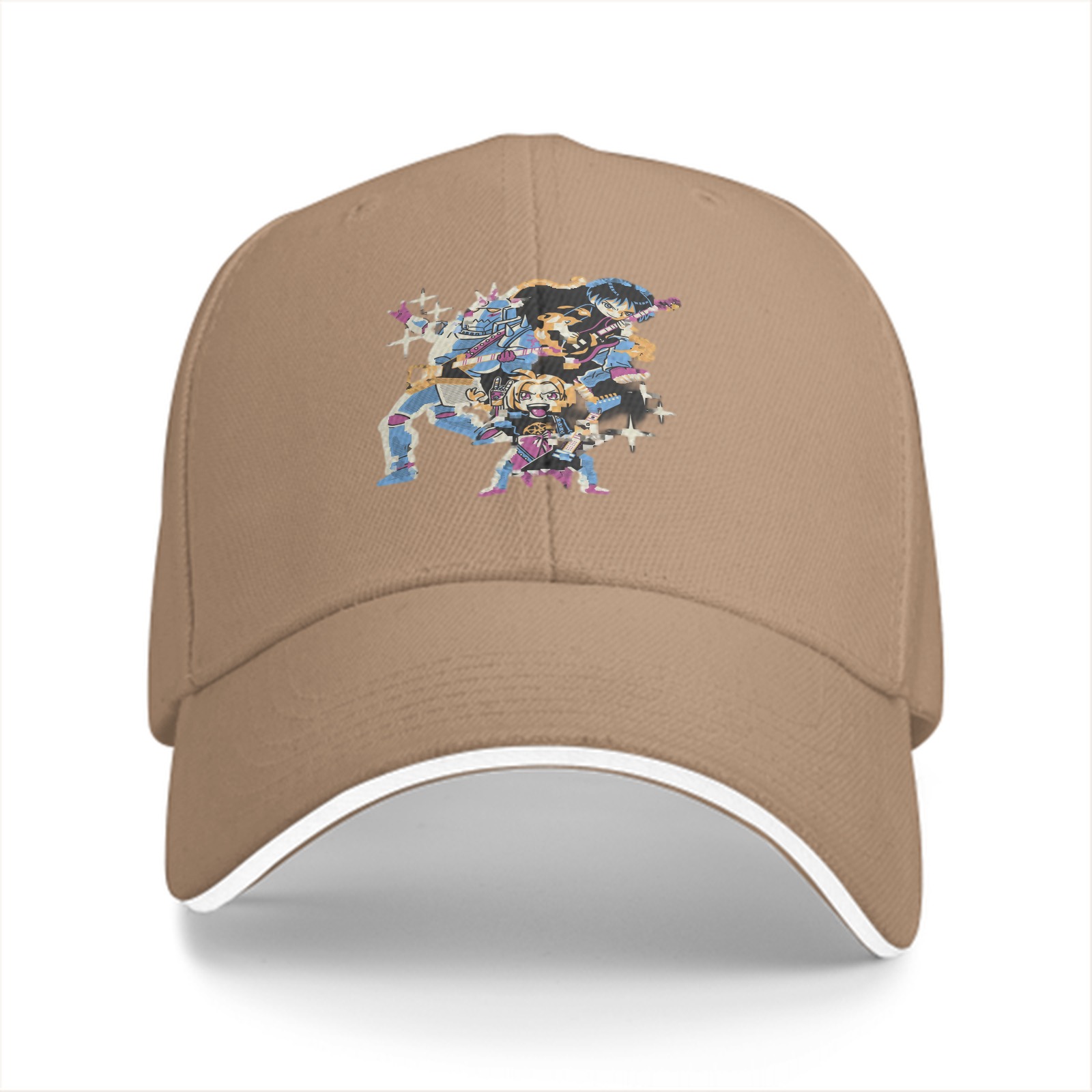 Black Baseball Cap With Anime Character Band Graphic