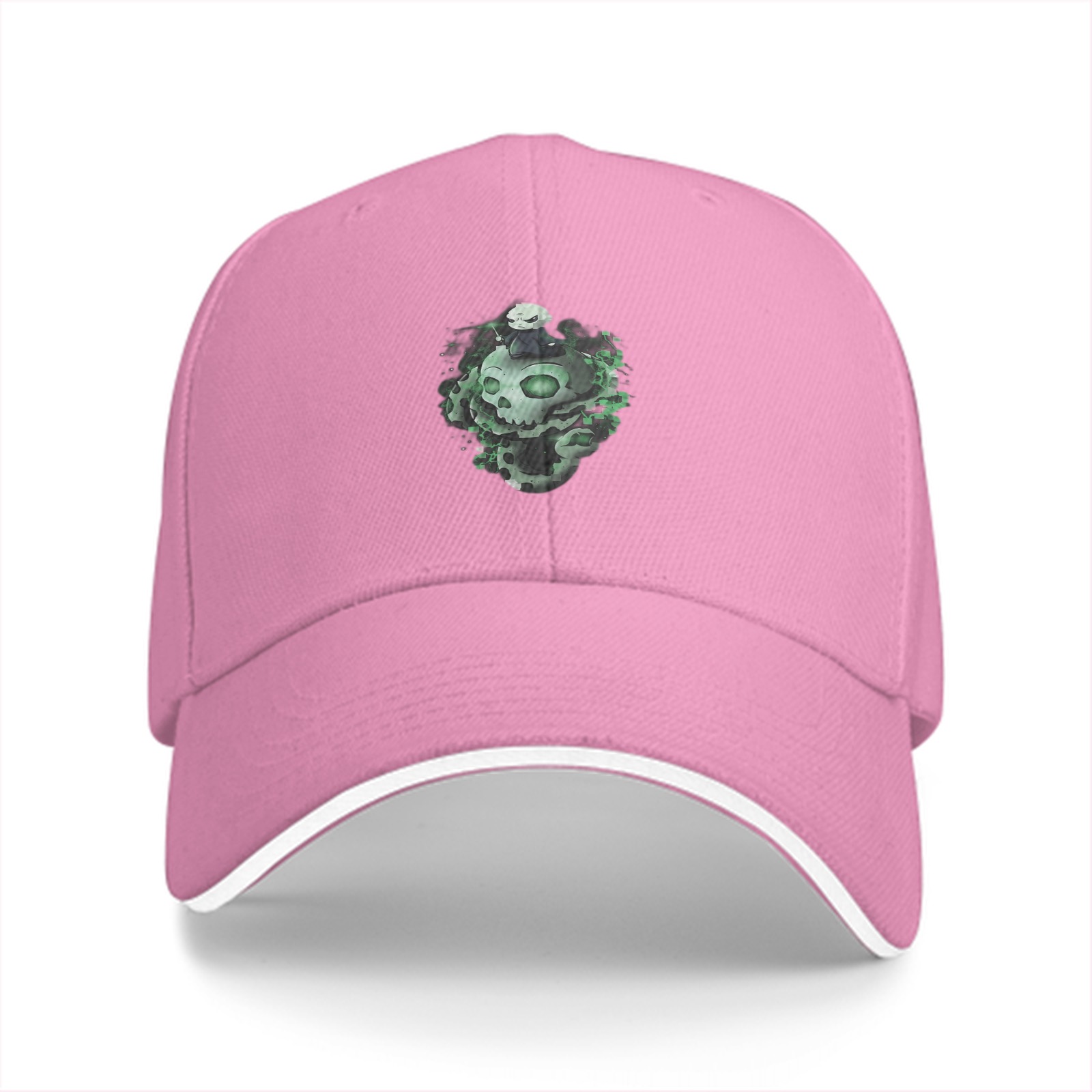 Black Baseball Cap With Glowing Green Skull Graphic